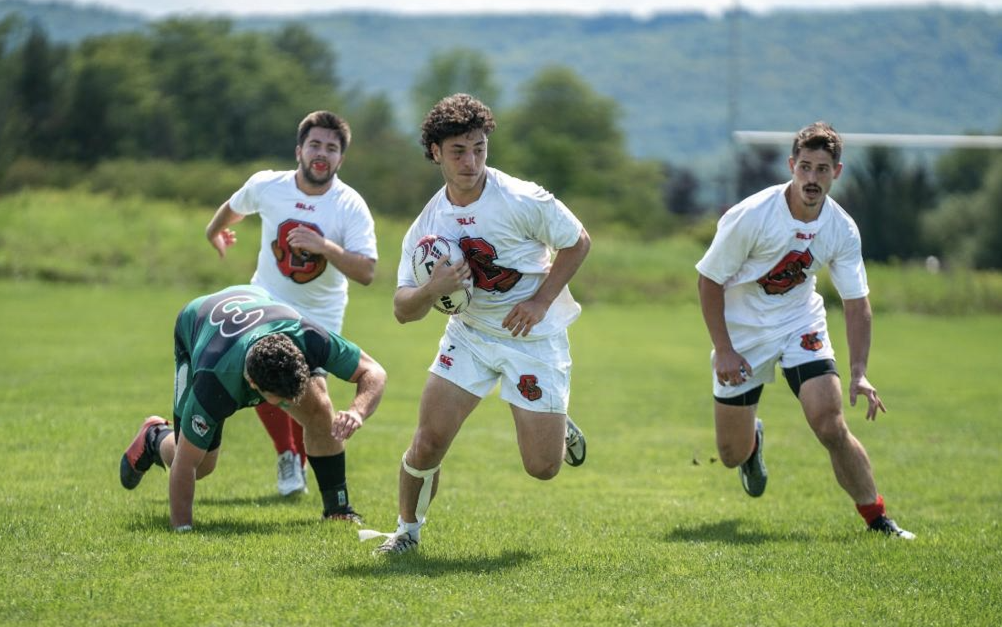 College rugby players during a match